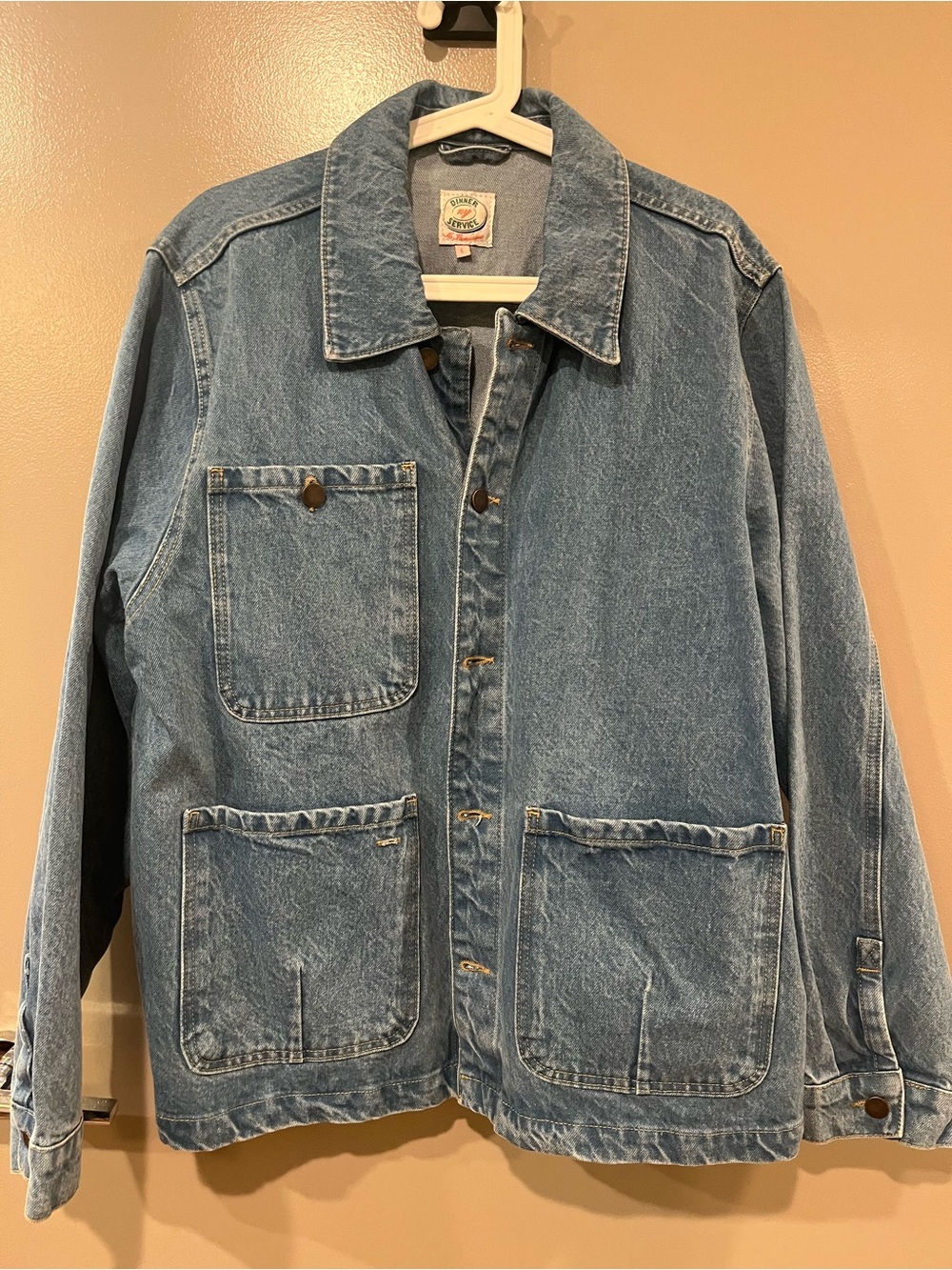 Dinner Service NY Denim Chore Jacket Utility Coat Size Large